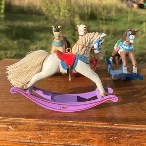 4 Vintage Hallmark Rocking Horse Christmas Ornaments